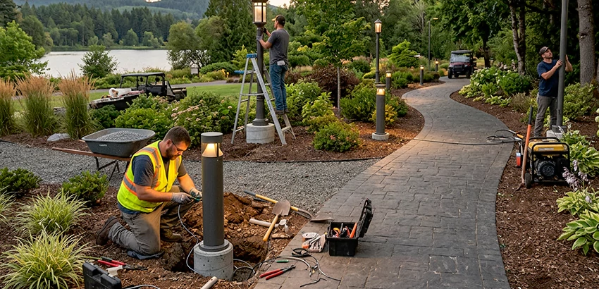 Landscape Post, Pole, and Bollard Lighting Installation in Lewis Center